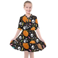 Halloween Pattern 3 Kids  All Frills Chiffon Dress by designsbymallika