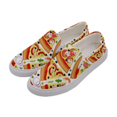 Pizza Love Women s Canvas Slip Ons by designsbymallika