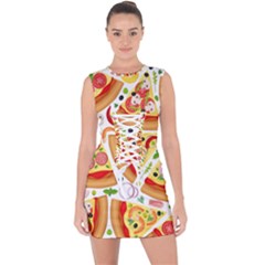 Pizza Love Lace Up Front Bodycon Dress by designsbymallika