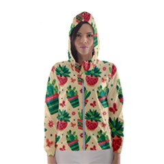 Cactus Love 5 Women s Hooded Windbreaker by designsbymallika