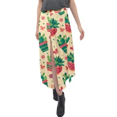 Cactus Love 5 Velour Split Maxi Skirt by designsbymallika