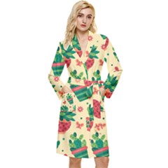 Cactus Love 5 Long Sleeve Velour Robe by designsbymallika