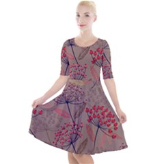 Cherry Love Quarter Sleeve A-line Dress by designsbymallika
