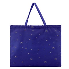 Gold-blue Zipper Large Tote Bag