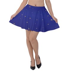 Gold-blue Velvet Skater Skirt