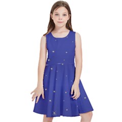 Gold-blue Kids  Skater Dress