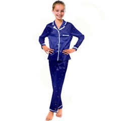 Gold-blue Kid s Satin Long Sleeve Pajamas Set