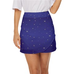 Gold-blue Mini Front Wrap Skirt by nate14shop
