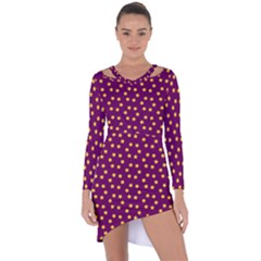 Stars,yellow Purple Asymmetric Cut-out Shift Dress by nate14shop