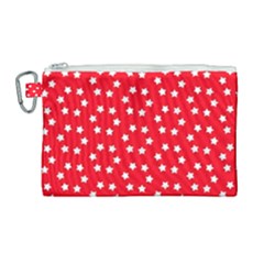 Stars-white Red Canvas Cosmetic Bag (large)