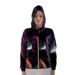 Crystals background designluxury Women s Hooded Windbreaker