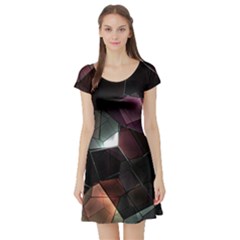 Crystals background designluxury Short Sleeve Skater Dress