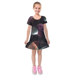 Crystals background designluxury Kids  Short Sleeve Velvet Dress