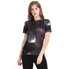 Crystals background designluxury Women s Short Sleeve Rash Guard