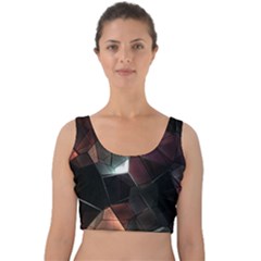 Crystals background designluxury Velvet Crop Top