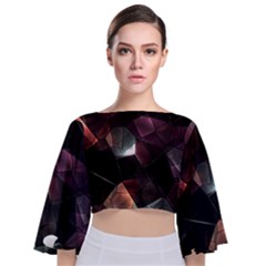 Crystals background designluxury Tie Back Butterfly Sleeve Chiffon Top