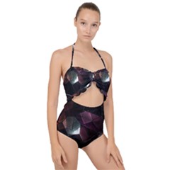 Crystals background designluxury Scallop Top Cut Out Swimsuit