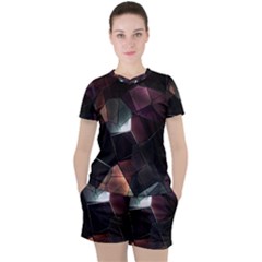 Crystals background designluxury Women s Tee and Shorts Set