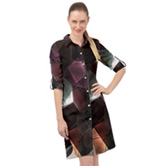 Crystals background designluxury Long Sleeve Mini Shirt Dress