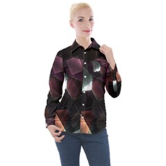 Crystals background designluxury Women s Long Sleeve Pocket Shirt