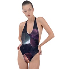 Crystals background designluxury Backless Halter One Piece Swimsuit