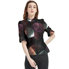 Crystals background designluxury Frill Neck Blouse