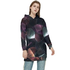 Crystals background designluxury Women s Long Oversized Pullover Hoodie