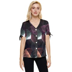 Crystals background designluxury Bow Sleeve Button Up Top