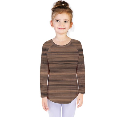 Texture Wood,dark Kids  Long Sleeve Tee by nate14shop