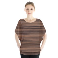 Texture Wood,dark Batwing Chiffon Blouse