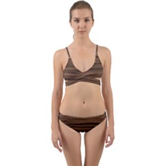 Texture Wood,dark Wrap Around Bikini Set