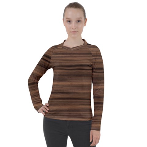 Texture Wood,dark Women s Pique Long Sleeve Tee by nate14shop