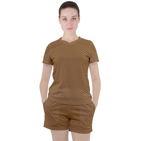 Template-wood Design Women s Tee And Shorts Set by nateshop