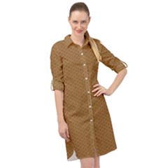 Template-wood Design Long Sleeve Mini Shirt Dress by nateshop