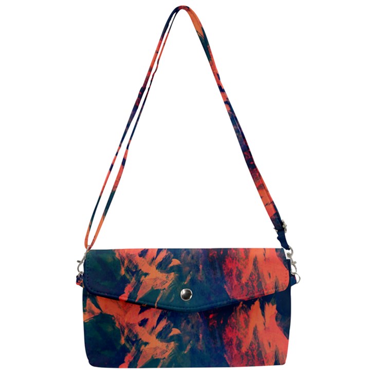 Background-abstrac Orange Removable Strap Clutch Bag