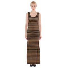 Texture Wood,dark Thigh Split Maxi Dress by nateshop