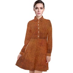 Brown Long Sleeve Chiffon Shirt Dress