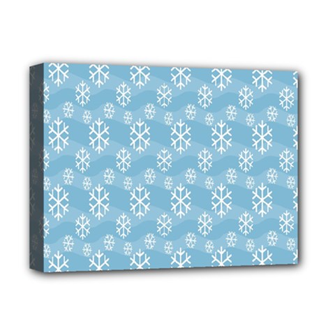 Snowflakes, White Blue Deluxe Canvas 16  X 12  (stretched)  by nateshop