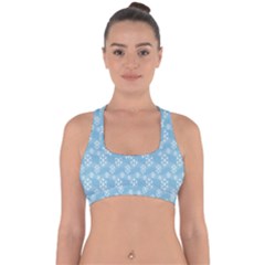 Snowflakes, White Blue Cross Back Hipster Bikini Top 