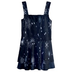 Snowflakes,white,black Kids  Layered Skirt Swimsuit