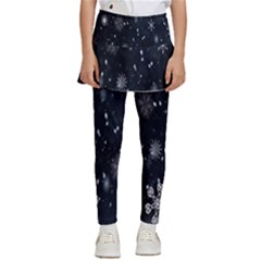 Snowflakes,white,black Kids  Skirted Pants