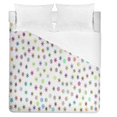 Snowflakes,colors Of The Rainbow Duvet Cover (queen Size) by nateshop