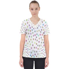 Snowflakes,colors Of The Rainbow Women s V-neck Scrub Top by nateshop