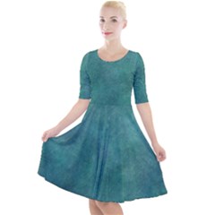 Dark Green Abstract Quarter Sleeve A-line Dress by nateshop