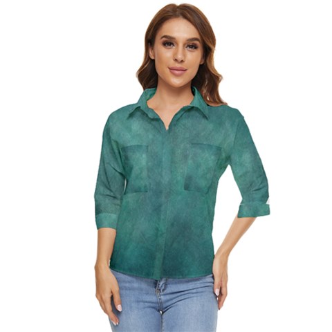 Dark Green Abstract Women s Quarter Sleeve Pocket Shirt by nateshop