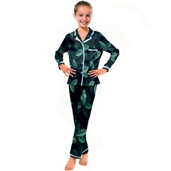 Leaves Kid s Satin Long Sleeve Pajamas Set by nateshop