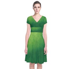 Light Green Abstract Short Sleeve Front Wrap Dress