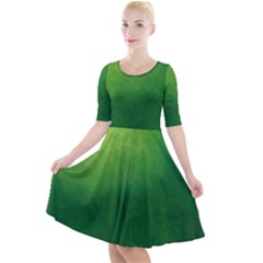 Light Green Abstract Quarter Sleeve A-line Dress by nateshop