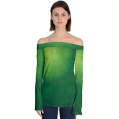Light Green Abstract Off Shoulder Long Sleeve Top