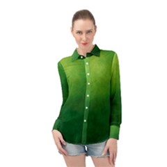 Light Green Abstract Long Sleeve Chiffon Shirt